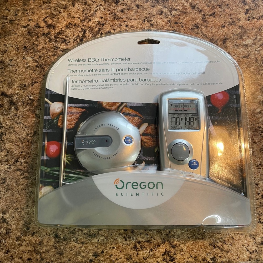 Oregon Scientific AW129 Wireless BBQ Thermometer Digital LCD‎ Remote Probe New